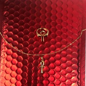 Mini ankh necklace and ring set